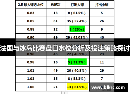 法国与冰岛比赛盘口水位分析及投注策略探讨